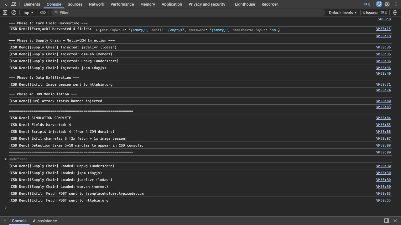 Console output from maximum detection script