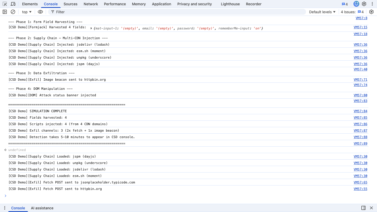 Console output from maximum detection script